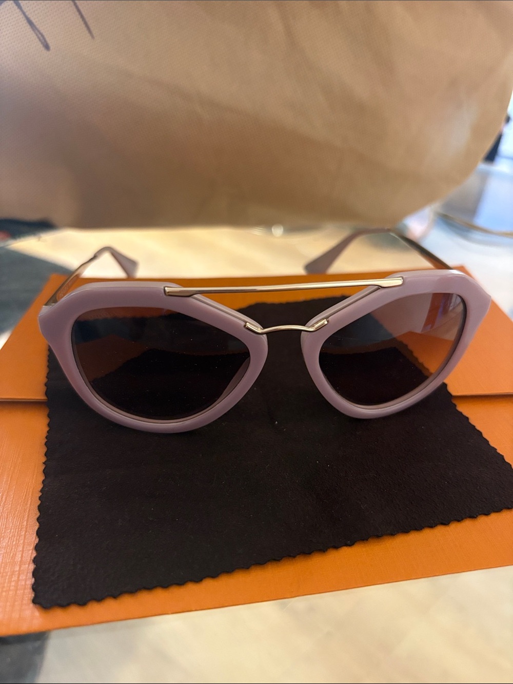 Prada Lavender Frame Sunglasses with Silver Double Bridge